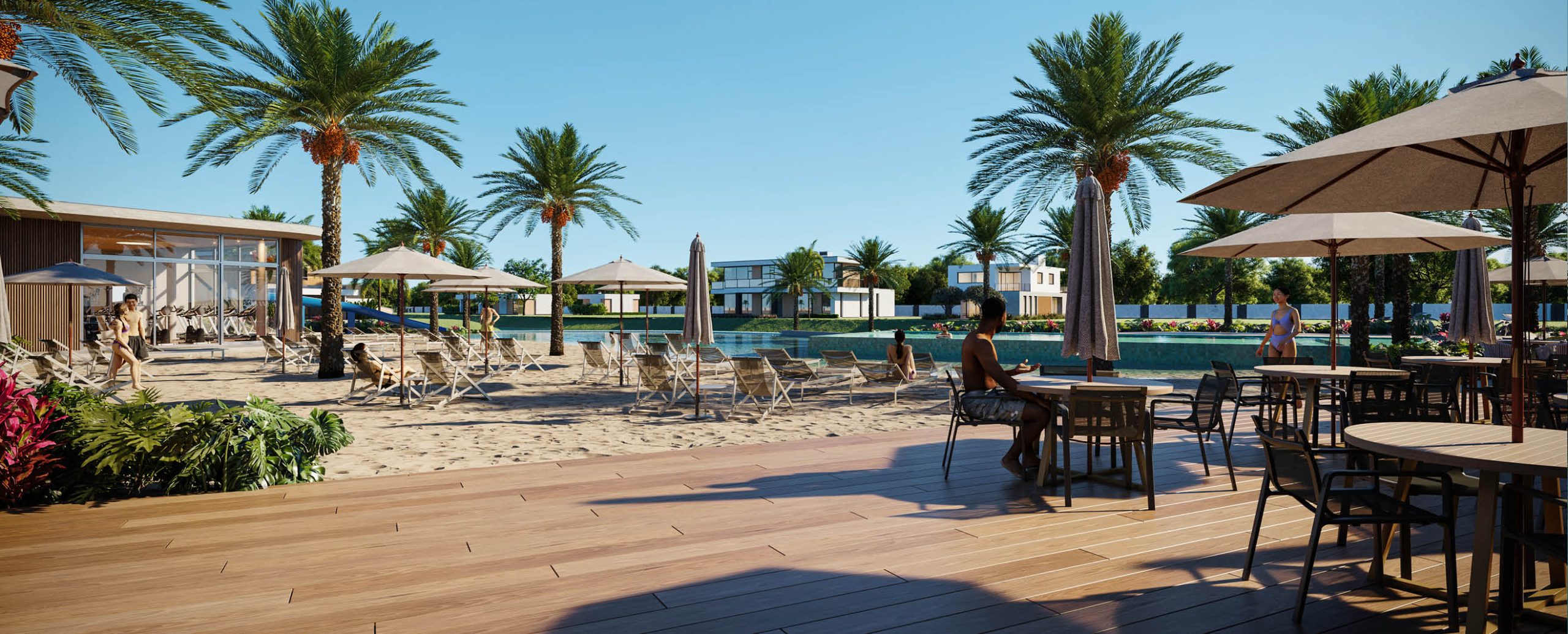Deck da Piscina no Club House do condomínio Prime Beach Curumim, um espaço ao ar livre para tomar sol e relaxar.